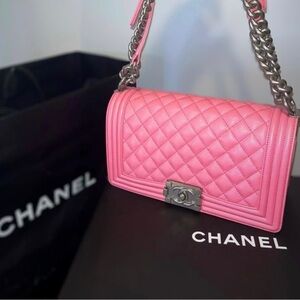 Chanel Pink Quilted Leather Bag
